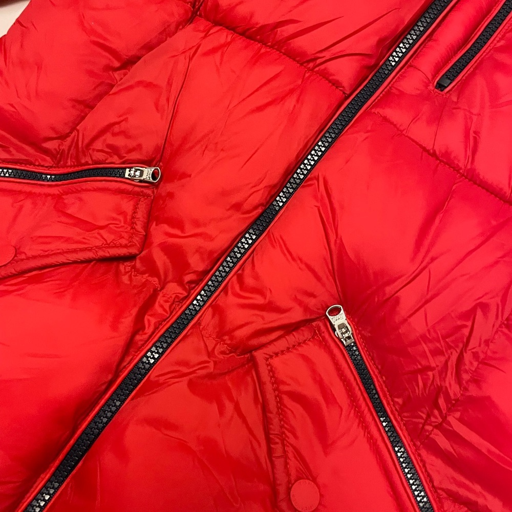 TOMMY HILFIGER red puffer winter jacket women’s XS / M NWT - Picture 9 of 12